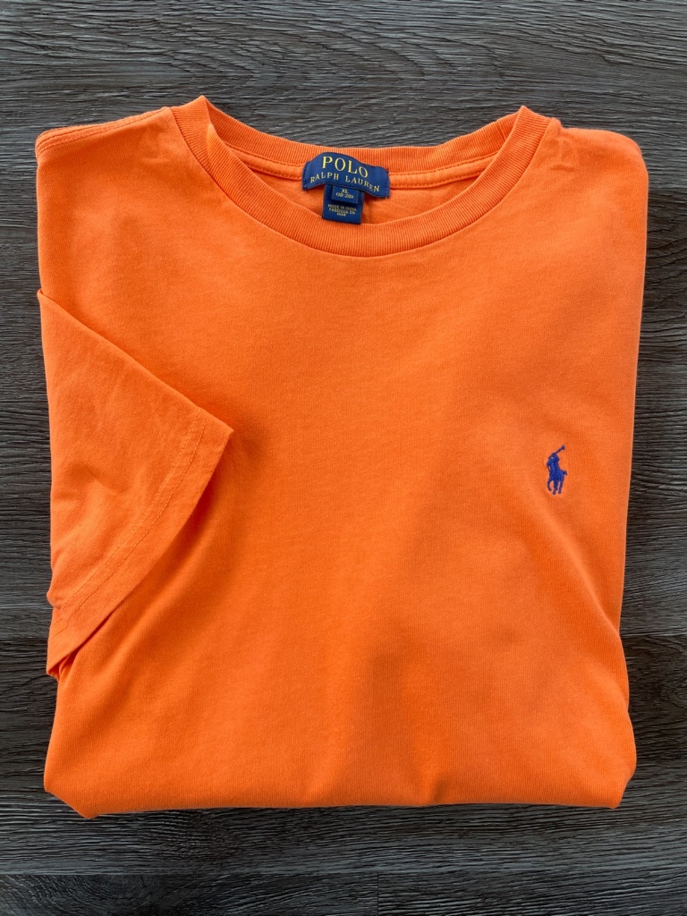 Polo Ralph Lauren T-Shirt Boys Size Large Orange Crewneck Short Sleeve
